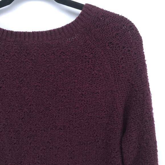 Knitted & Knotted Anthro Coquette V Neck Cranberry Tunic Split Hem Lace Trim M - Picture 12 of 14